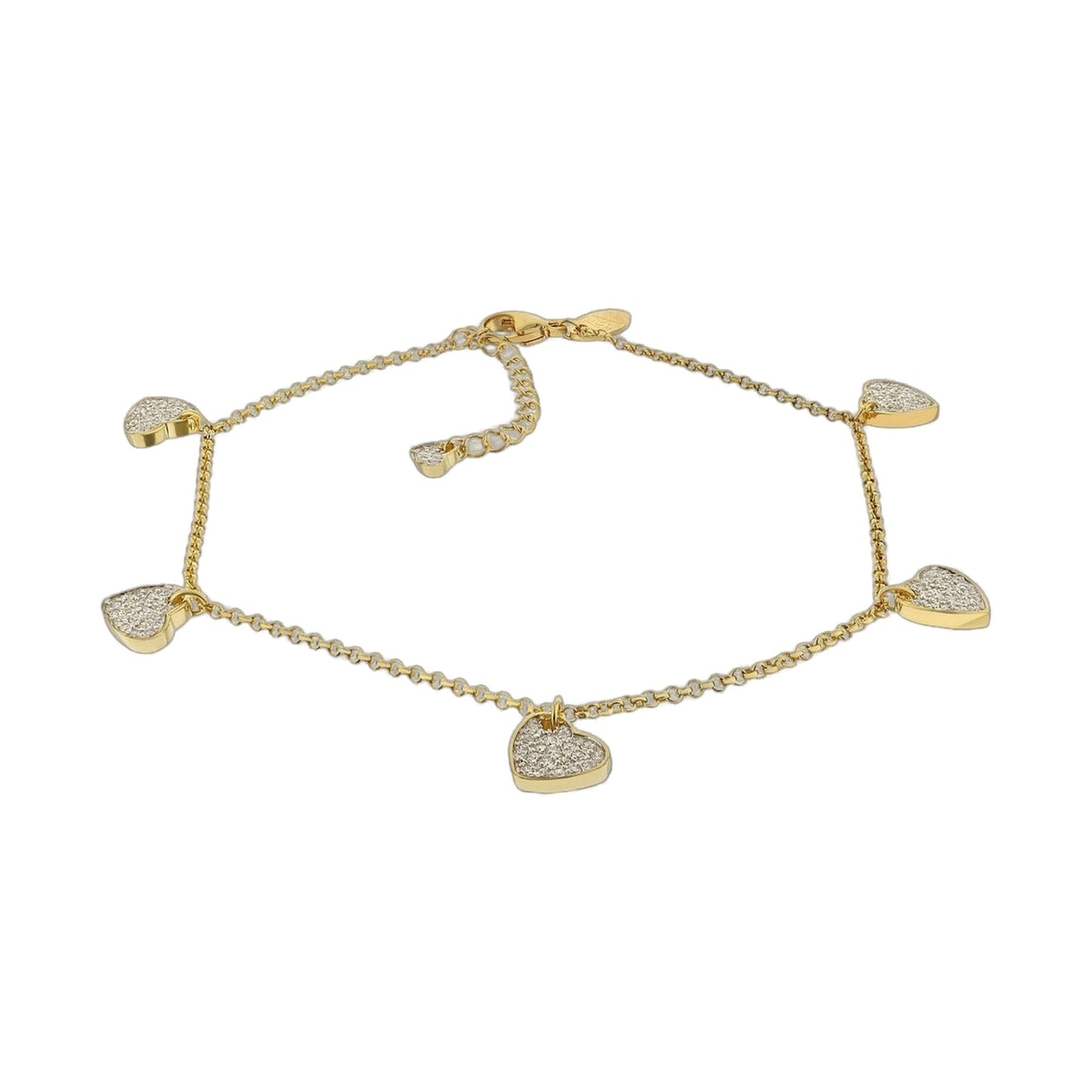 Lga 925 Anklet by Lauren G Adams, gold-tone chain anklet with pavé heart charms on Tampa Home & Garden Store