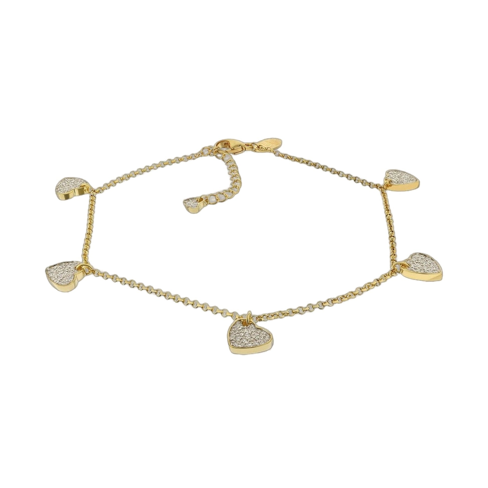 Lga 925 Anklet by Lauren G Adams, gold-tone chain anklet with pavé heart charms on Tampa Home & Garden Store