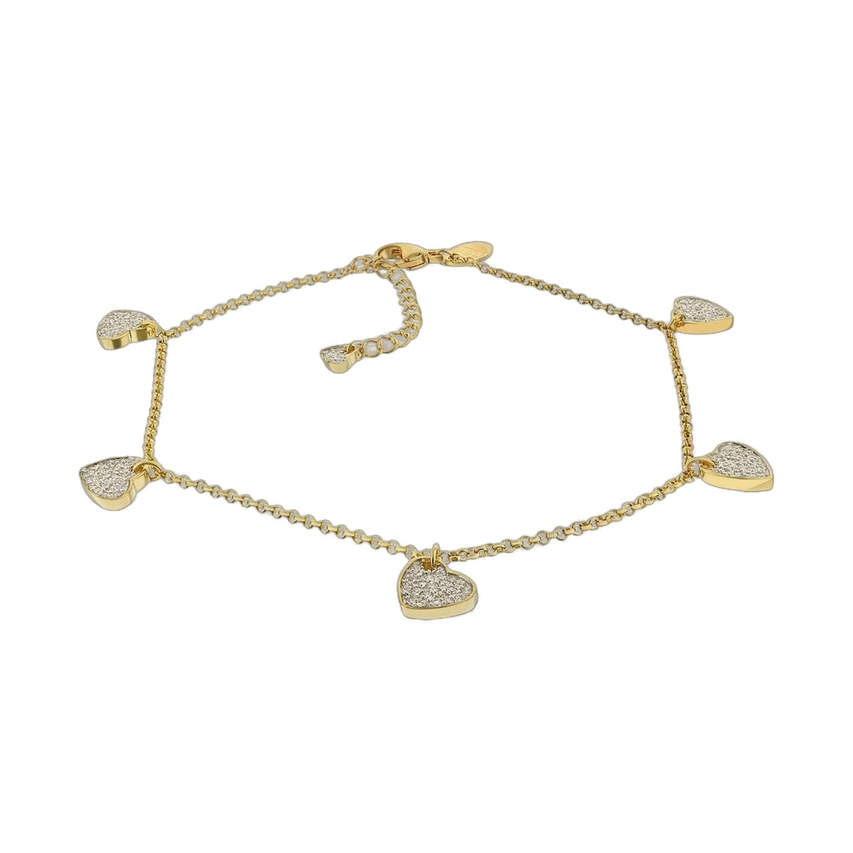 Lga 925 Anklet gold-tone chain with pavé heart charms by Lauren G Adams on Tampa Home & Garden Store