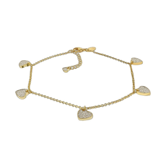 Lga 925 Anklet gold-tone chain with pavé heart charms by Lauren G Adams on Tampa Home & Garden Store