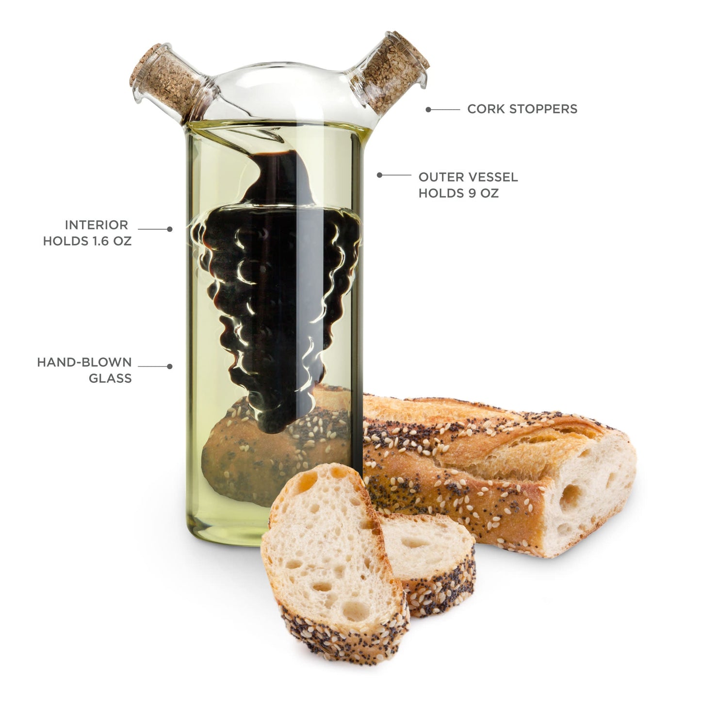 Hand Blown Grapevine Oil and Vinegar Cruet