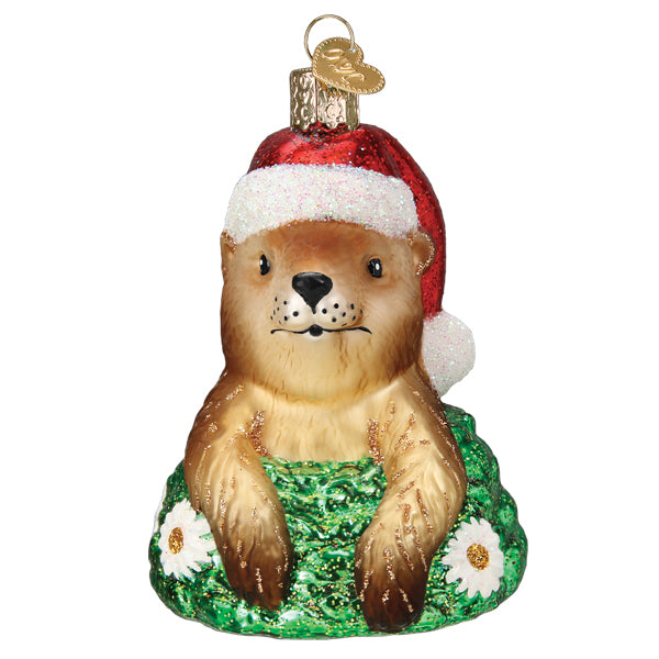 Ornement de marmotte du Père Noël