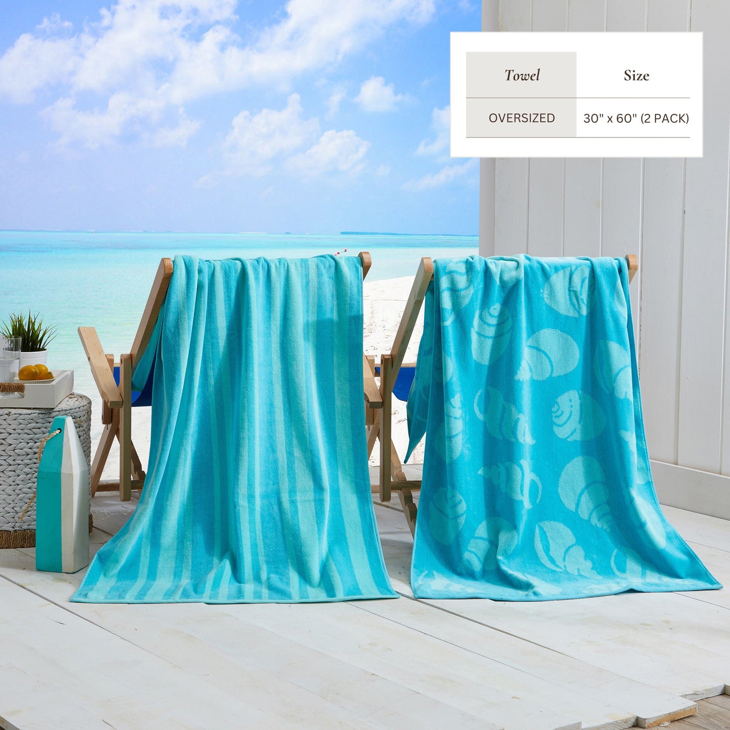 Velour Cotton Beach Towels and Maui Two Pack