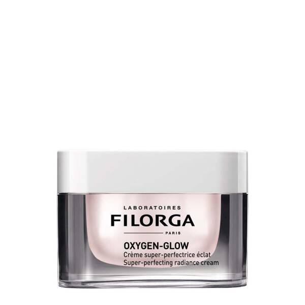 Filorga Oxygen-Glow face cream jar in pink-cream with white lid, anti-aging hyaluronic acid on Tampa Home & Garden Store