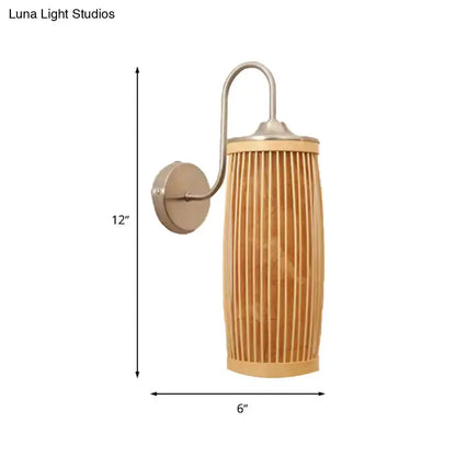 Asian Bamboo Brass Wall Lamp with Gooseneck