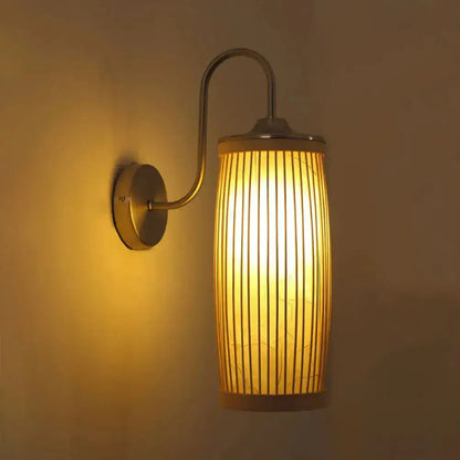 Asian Bamboo Brass Wall Lamp with Gooseneck