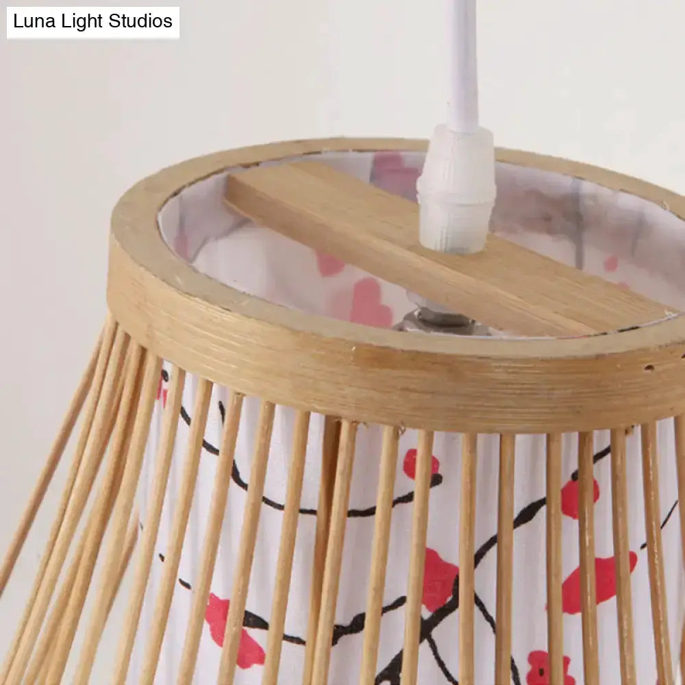 Asian Pink Cherry Blossom Bamboo Teardrop Sconce