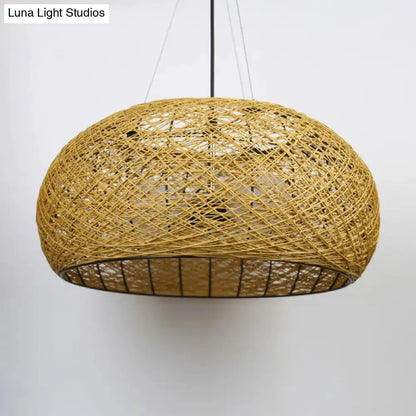 Decorbites Asian rattan dome pendant light with natural woven shade, E26/E27 bulb base on Tampa Home & Garden Store