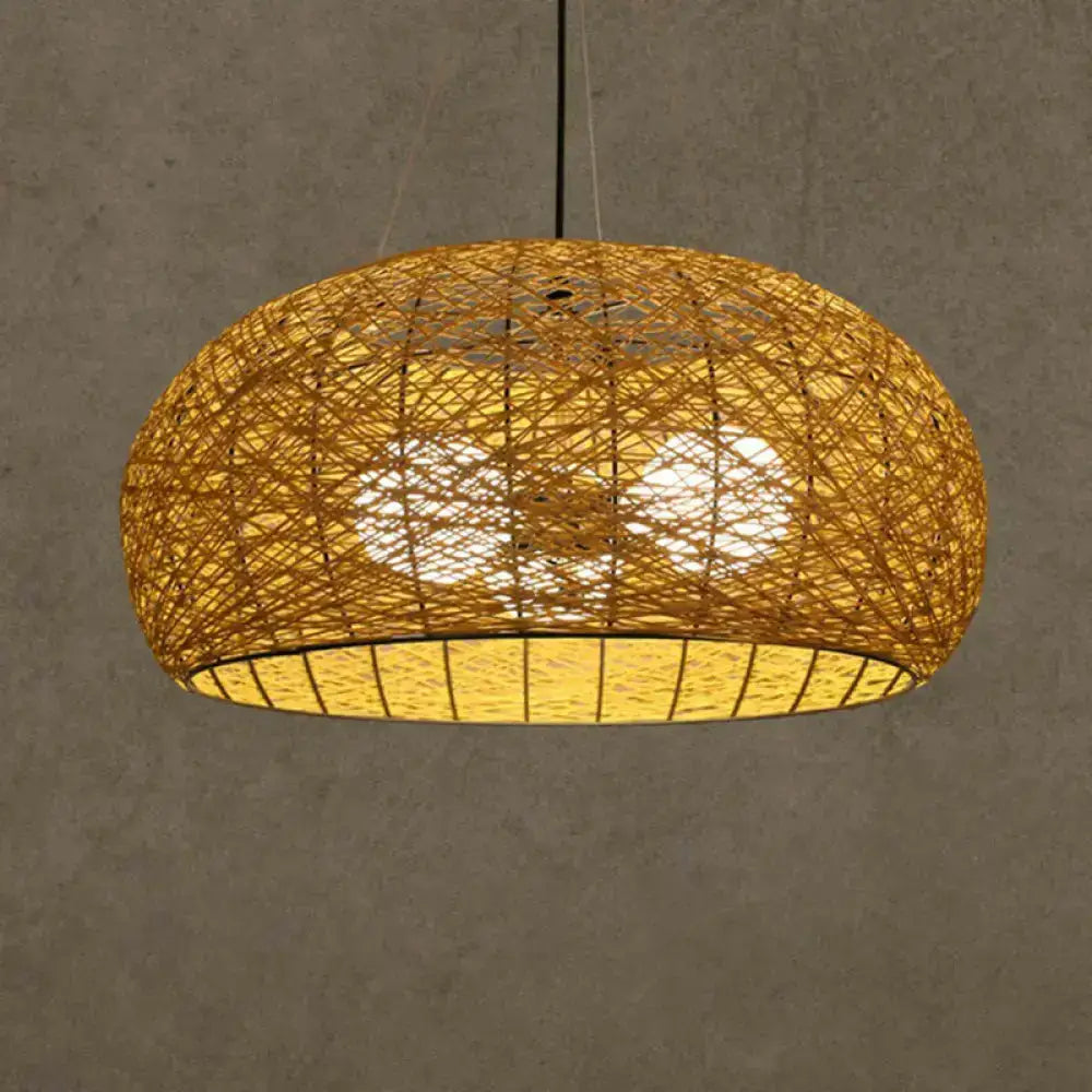 Asian rattan dome pendant light by Decorbites with E26/E27 bulb base, natural woven sphere on Tampa Home & Garden Store