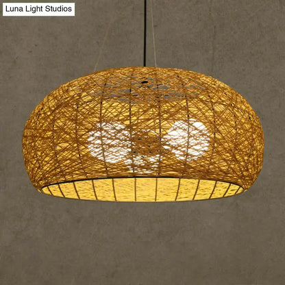 Decorbites rattan dome pendant light with warm amber weave, E26/E27 bulb base, for dining on Tampa Home & Garden Store