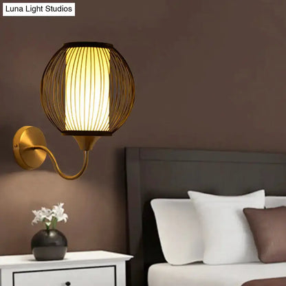 Asian Style Black Bamboo Gooseneck Wall Lamp