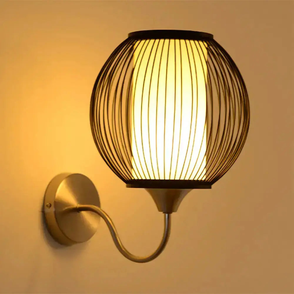 Asian Style Black Bamboo Gooseneck Wall Lamp