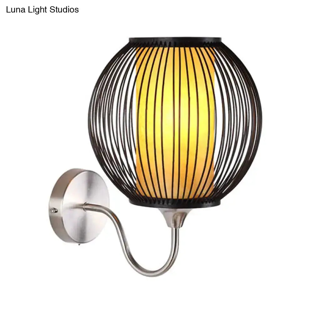 Asian Style Black Bamboo Gooseneck Wall Lamp