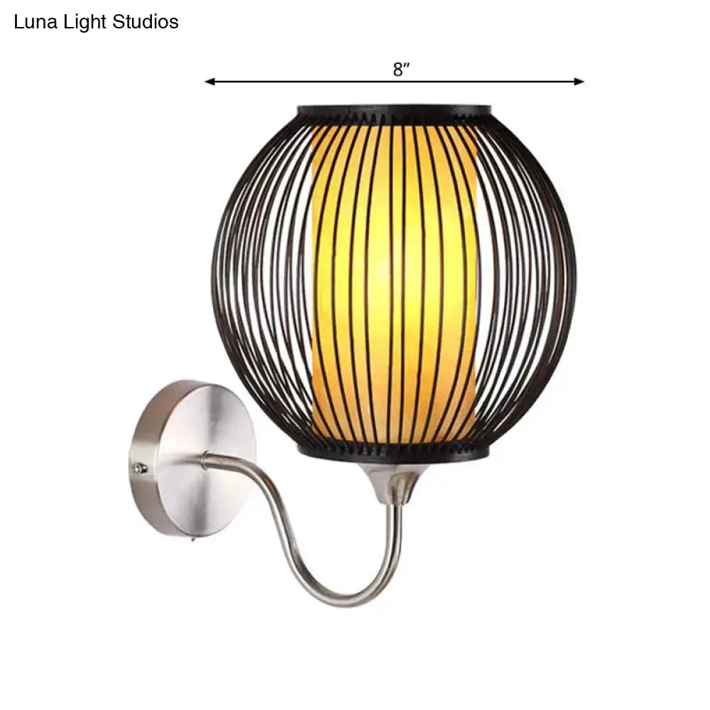 Asian Style Black Bamboo Gooseneck Wall Lamp