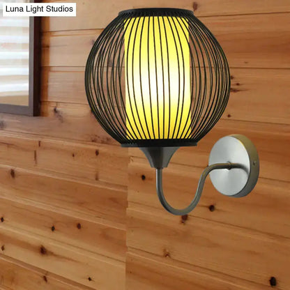 Asian Style Black Bamboo Gooseneck Wall Lamp