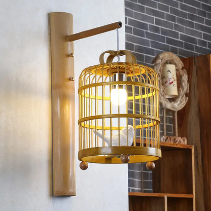 Wood Cage Design Wall Sconce Bedroom Lamp gold metal birdcage frame by Decorbites on Tampa Home & Garden Store