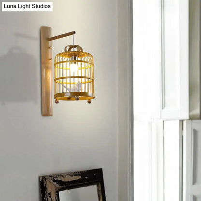 Wood Cage Design Wall Sconce Bedroom Lamp gold finish wall-mount Decorbites on Tampa Home & Garden Store