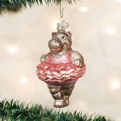Ornement en verre Hippopotame Twinkle Toes