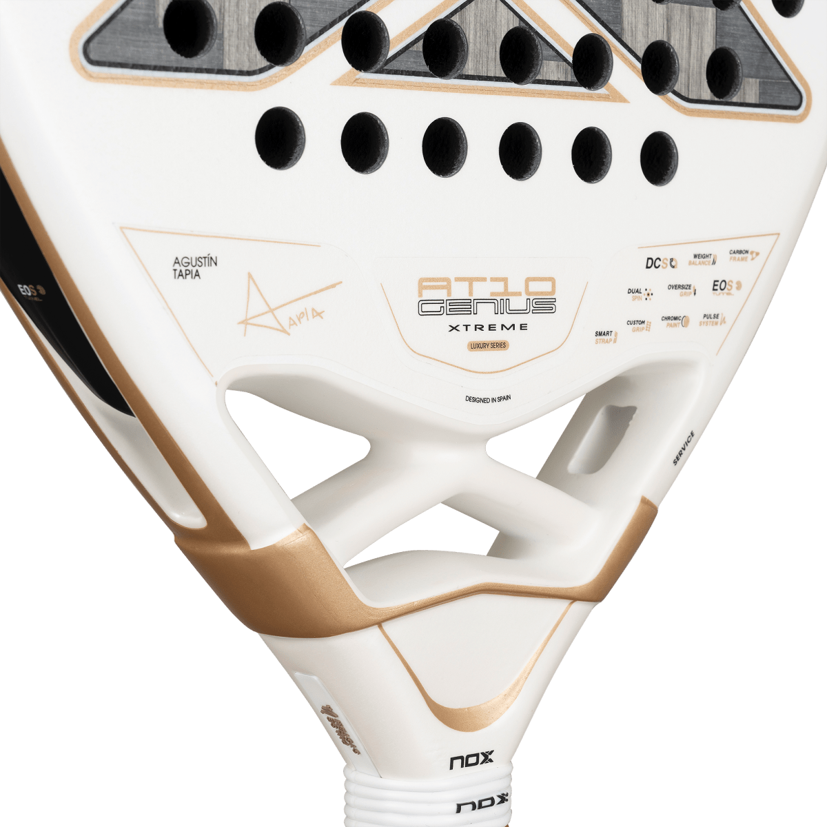 Padel racket NOX AT10 Genius 12K Alum Xtreme 2026 in white with gold accents by Racket Central on Tampa Home & Garden Store