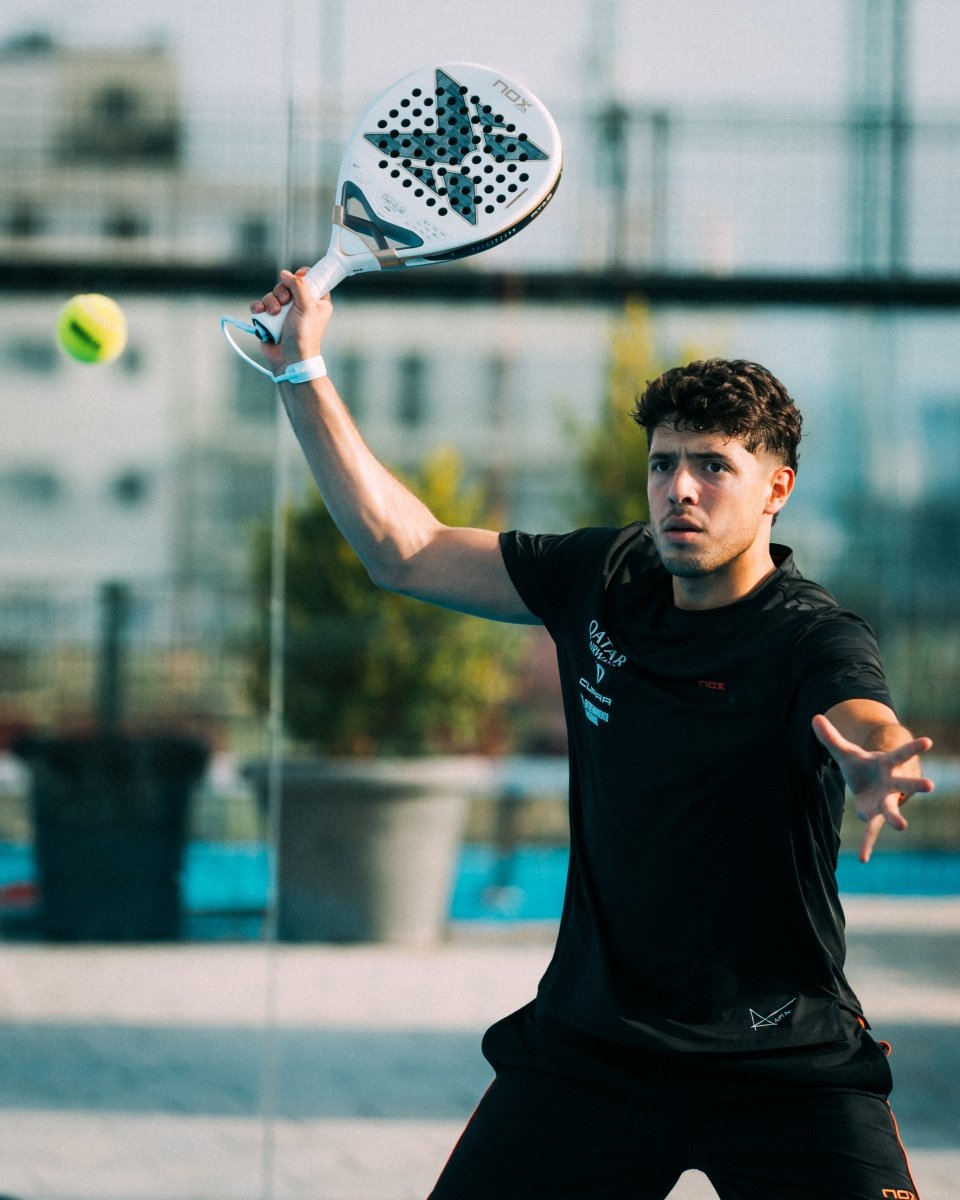 Padel racket NOX AT10 Genius 12K Alum Xtreme 2026, white with teal star face, Racket Central on Tampa Home & Garden Store