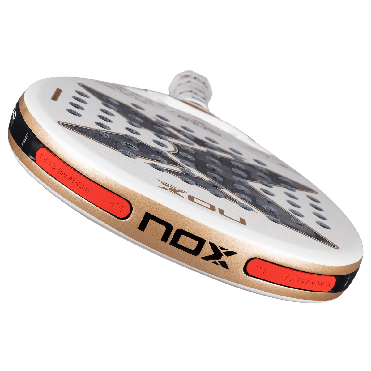 NOX AT10 12K Alum padel racket white rose-gold frame red balancer inserts by Racket Central on Tampa Home & Garden Store