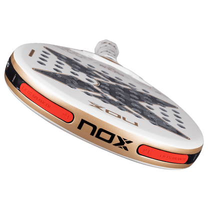 NOX AT10 12K Alum padel racket white rose-gold frame red balancer inserts by Racket Central on Tampa Home & Garden Store