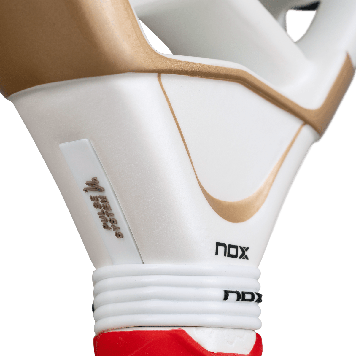 NOX AT10 Genius 12K Alum Xtreme 2026 padel racket white and gold with NOX branding on Tampa Home & Garden Store