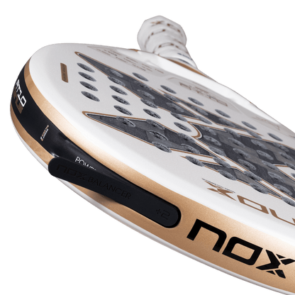 NOX AT10 padel racket white-gold perforated face black grip on Tampa Home & Garden Store