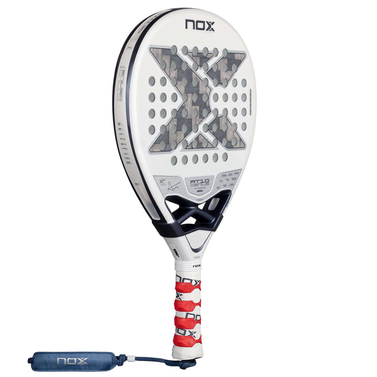 NOX AT10 Genius 12K Alum Xtreme Lite white padel racket by Racket Central with X motif on Tampa Home & Garden Store