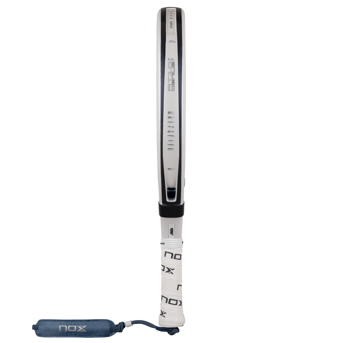 NOX AT10 Genius 12K Alum padel racket with silver frame and white NOX grip on Tampa Home & Garden Store