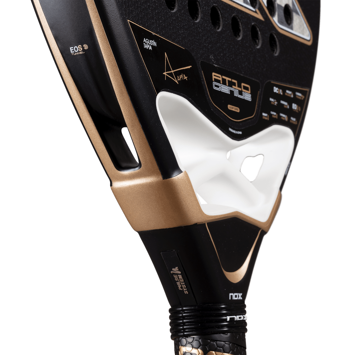 NOX AT10 Genius 18K Alum 2026 padel racket black and gold frame with white bumper on Tampa Home & Garden Store