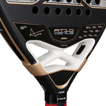 NOX AT10 Genius 18K Alum 2026 padel racket in black with gold accents and white bridge on Tampa Home & Garden Store