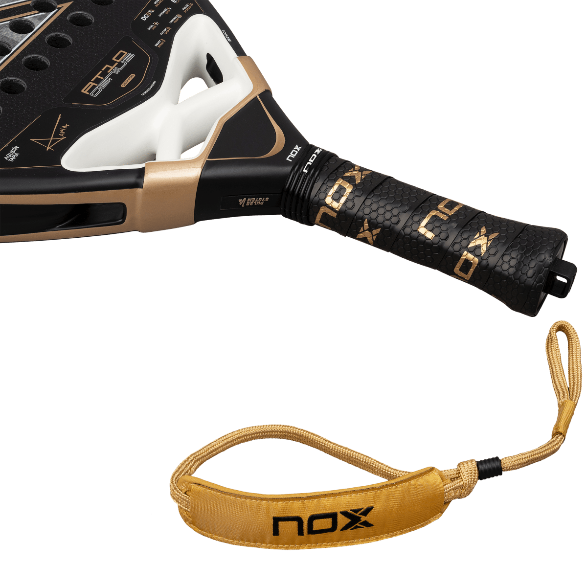 Padel racket NOX AT10 Genius 18K Alum 2026, black and gold with wrist strap by Racket Central on Tampa Home & Garden Store
