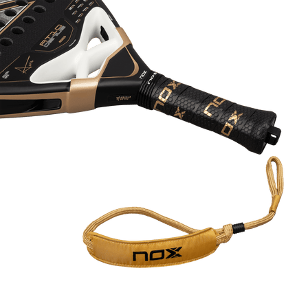 Padel racket NOX AT10 Genius 18K Alum 2026, black and gold with wrist strap by Racket Central on Tampa Home & Garden Store