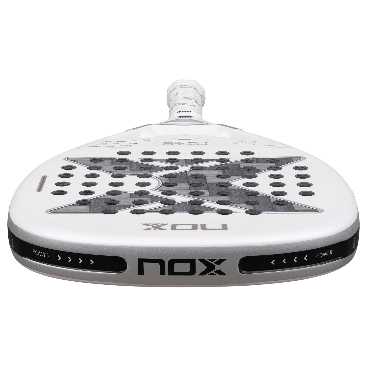 Nox AT10 Genius Attack 12K Alum Xtreme 2026 padel racket, white face, NOX branding on Tampa Home & Garden Store