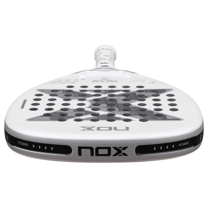Nox AT10 Genius Attack 12K Alum Xtreme 2026 padel racket, white face, NOX branding on Tampa Home & Garden Store