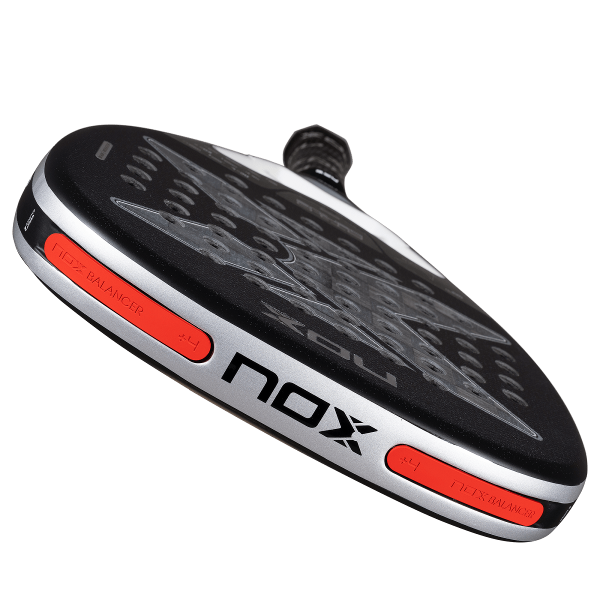 NOX padel racket AT10 Genius Attack 18K Alum by Racket Central, black face with orange inserts on Tampa Home & Garden Store