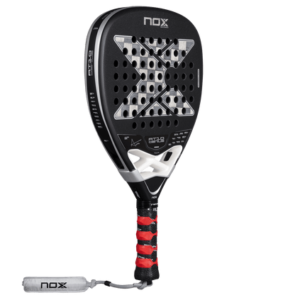 NOX AT10 Genius Attack 18K Alum padel racket by Racket Central black with red wrap grip on Tampa Home & Garden Store