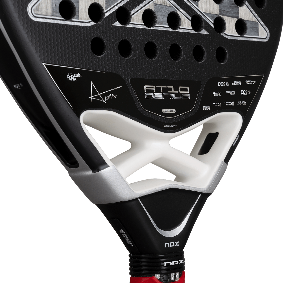 NOX AT10 Genius Attack 18K Alum 2026 padel racket with Agustín Tapia signature, black silver on Tampa Home & Garden Store