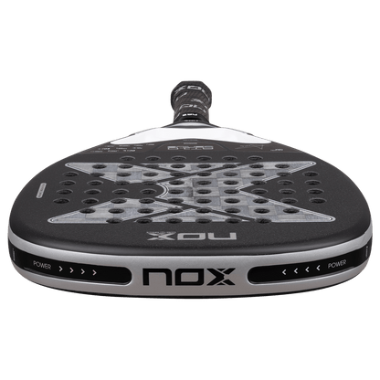 NOX AT10 Genius Attack 18K Alum padel racket, black with silver trim on Tampa Home & Garden Store