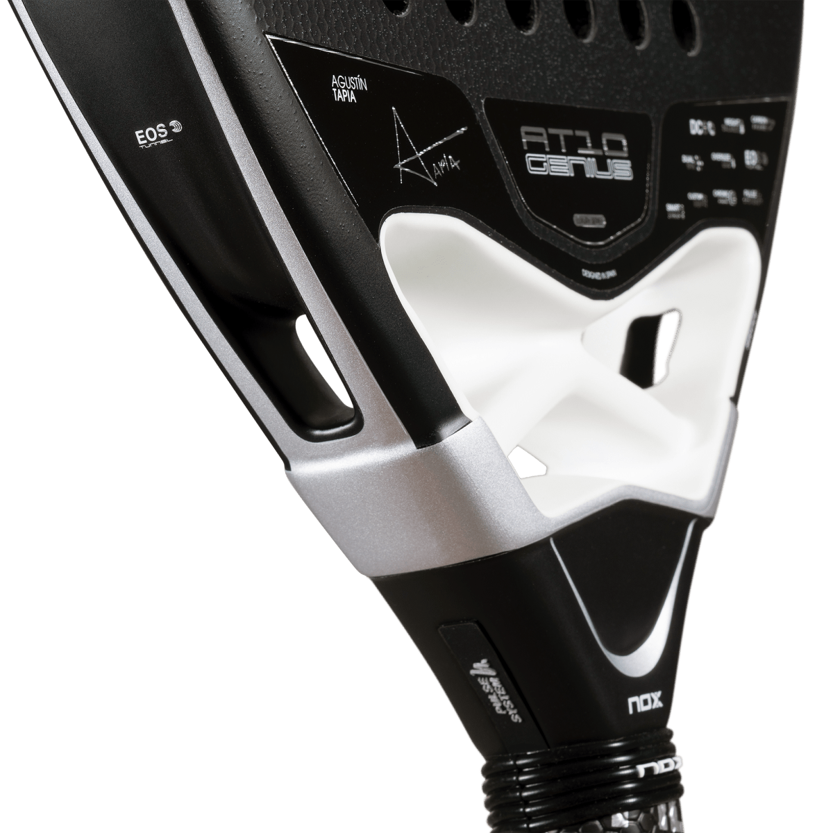 NOX AT10 Genius Attack 18K Alum padel racket black white frame Racket Central on Tampa Home & Garden Store