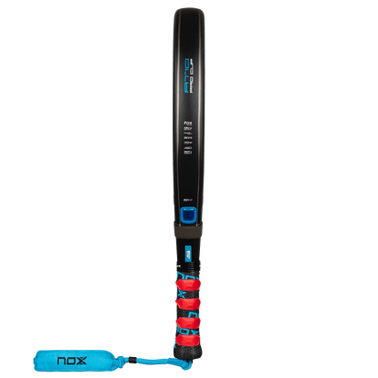NOX AT10 Pro Cup Soft 2026 padel racket black with blue branding and grip accents, blue paddle cover on Tampa Home & Garden Store