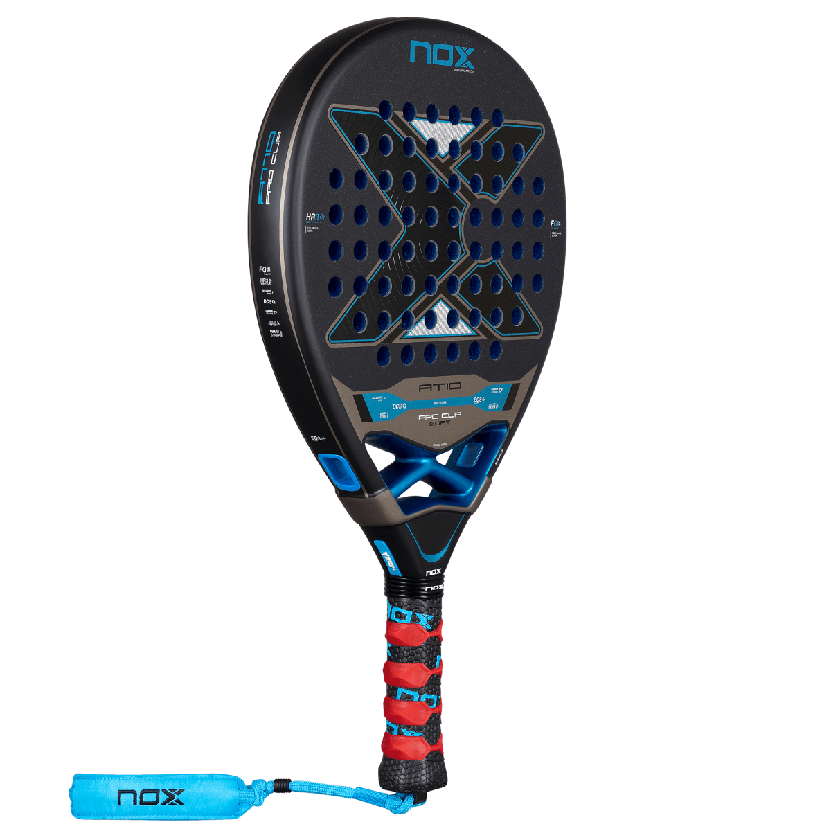 NOX AT10 Pro Cup Soft 2026 Padel Racket by Racket Central, dark blue with teal accents on Tampa Home & Garden Store