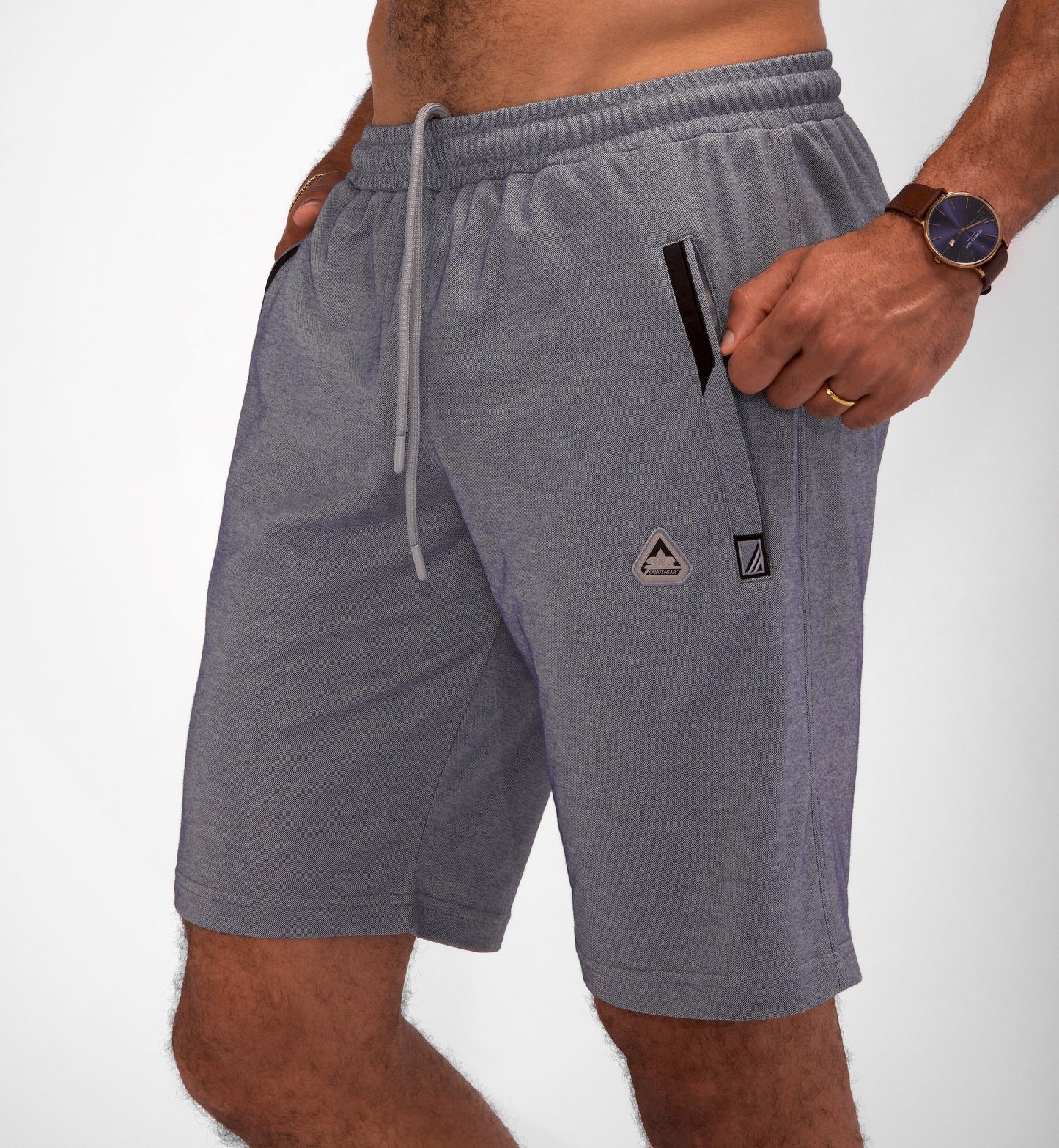 SCR Urban Stride All-Day Wear Shorts, gray with drawstring and side pockets, 11-inch inseam on Tampa Home & Garden Store