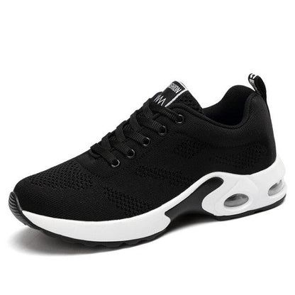 Stevvex black breathable mesh platform sneakers with white air-cushioned sole on Tampa Home & Garden Store