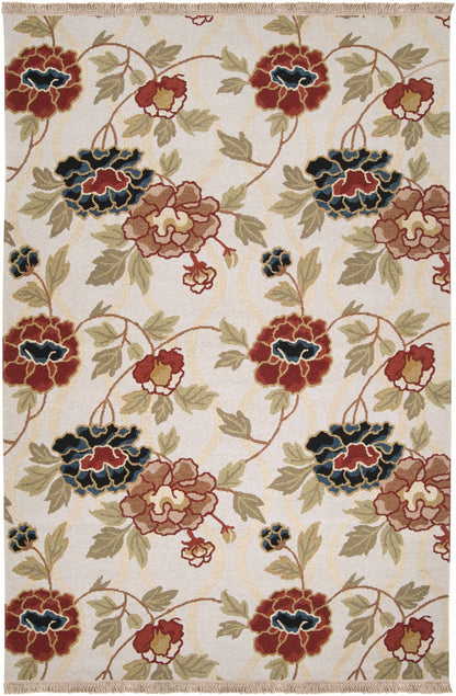Atkins Area Carpet rug by Boutique Rugs with red floral motifs on cream background on Tampa Home & Garden Store