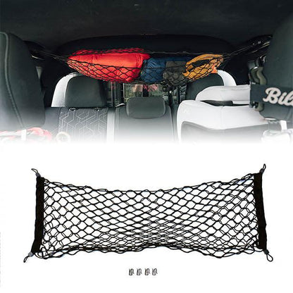 Chevrolet Colorado Attic Storage Net by Flatirons Overland; black elastic rear cargo net with hooks for securing items in the back of the vehicle on Tampa Home & Garden Store