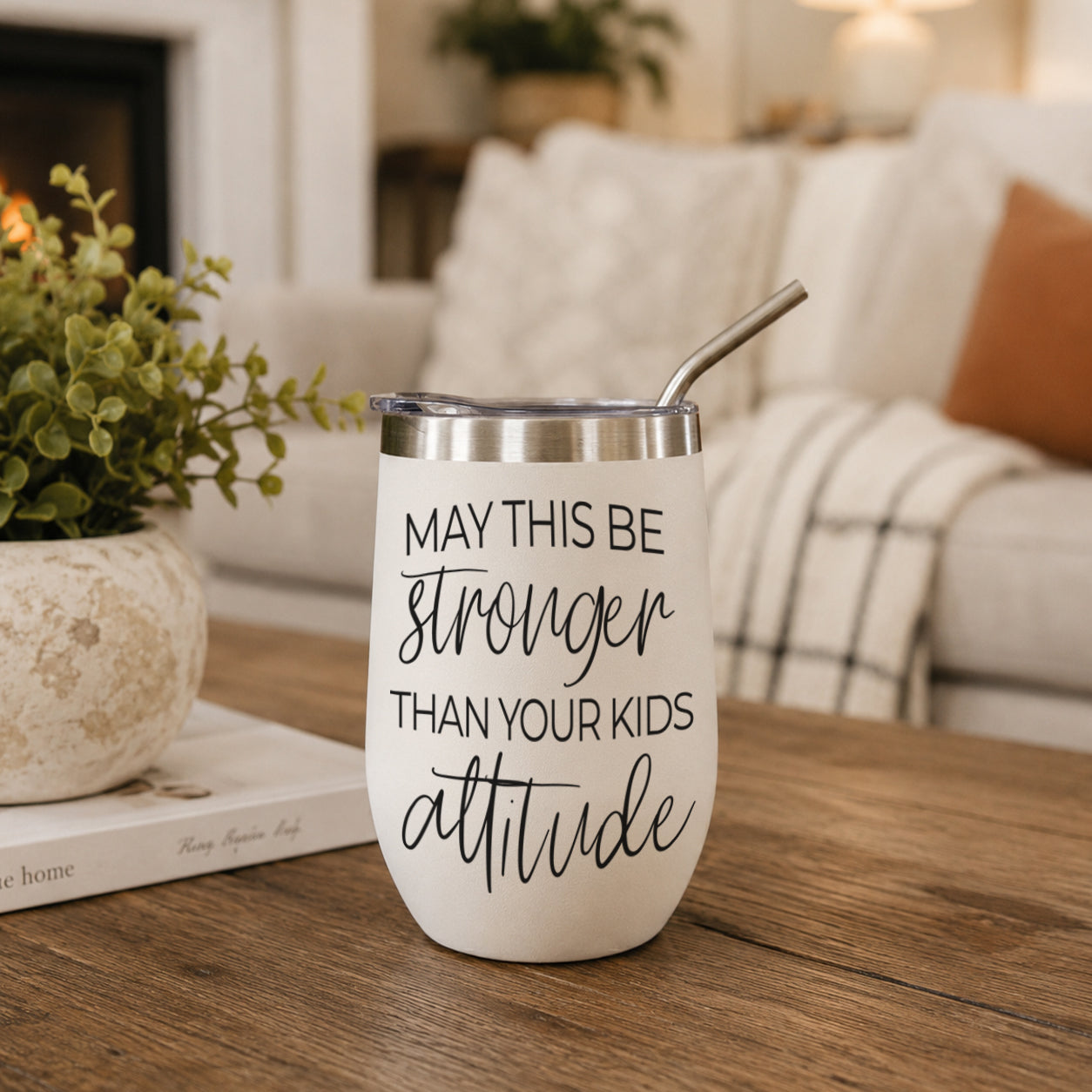Kids Attitude 17oz tumbler by Gia Roma with stainless steel rim and straw on Tampa Home & Garden Store