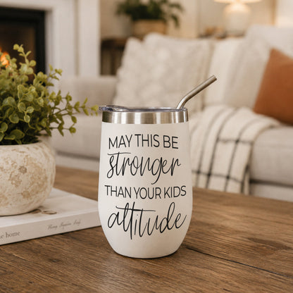 Kids Attitude 17oz tumbler by Gia Roma with stainless steel rim and straw on Tampa Home & Garden Store