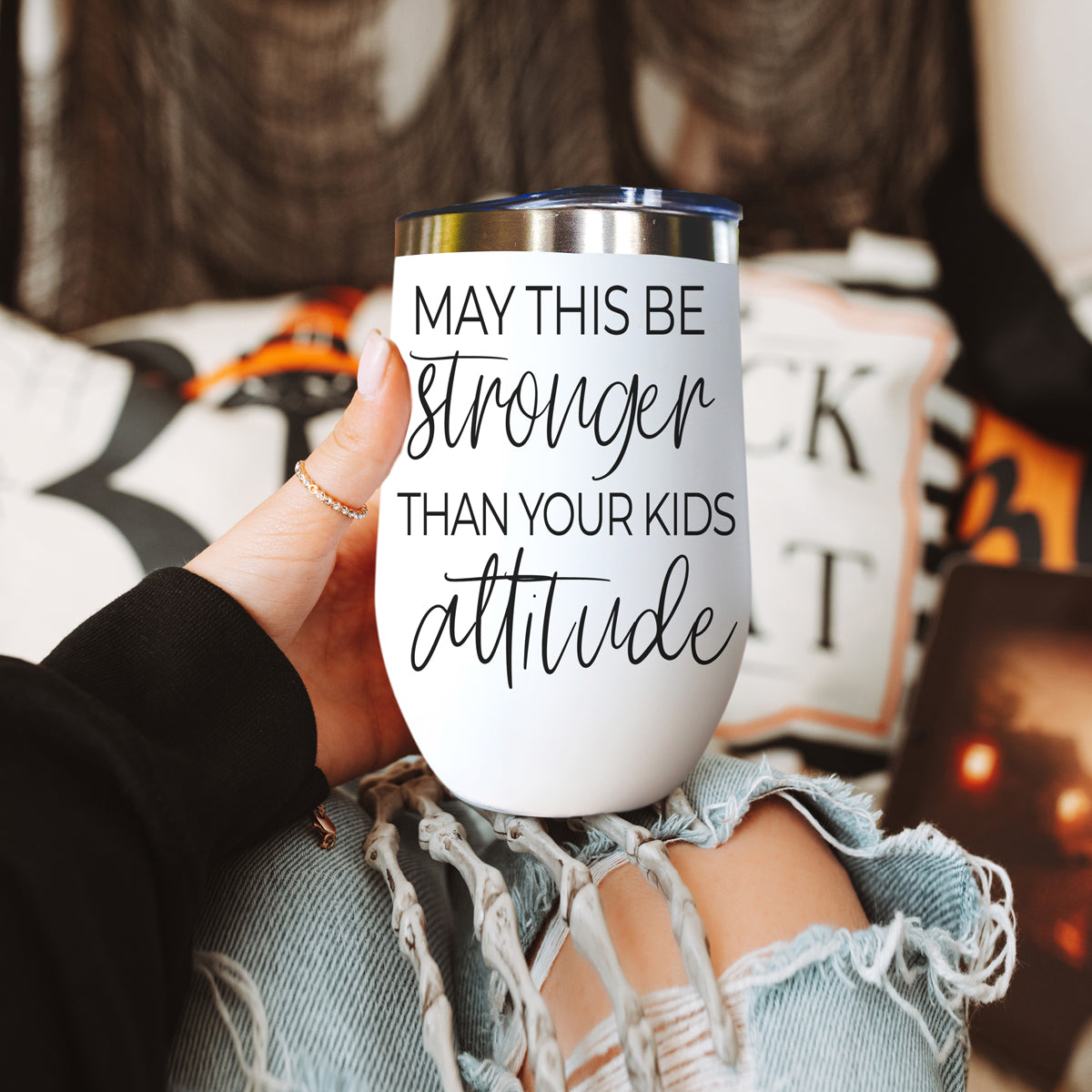 Kids Attitude 17oz tumbler by Gia Roma with white body and stainless steel lid on Tampa Home & Garden Store